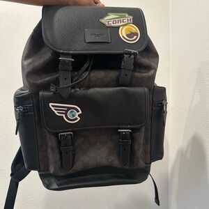 Coach Black and Dark Brown Men's Backpack